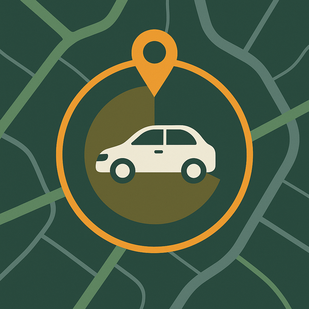 Icono de historial de rutas con líneas y puntos conectados en un mapa